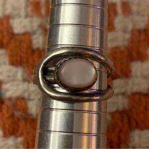 Sterling Native Mother of Pearl Ring Signed R